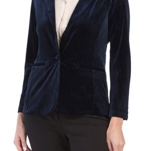 Tahari Elegant Navy Velvet Women's Blazer